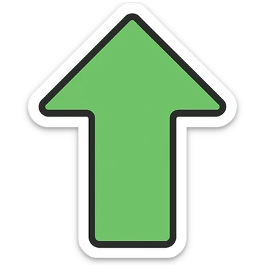 modern style green upward arrow, simple design, clean lines sticker