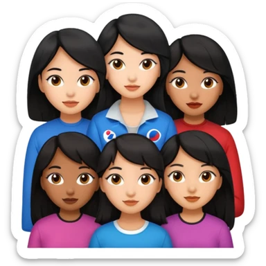 Katseye music group 6 members all girl 2 brown girl 1 korean 1 latina 1 girl with black hair sticker