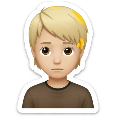 boy with blonde hair emo, shirt color brown sticker