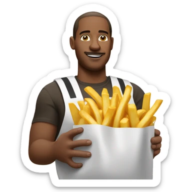 white mcdonalds worker putting the fries in the bag sticker