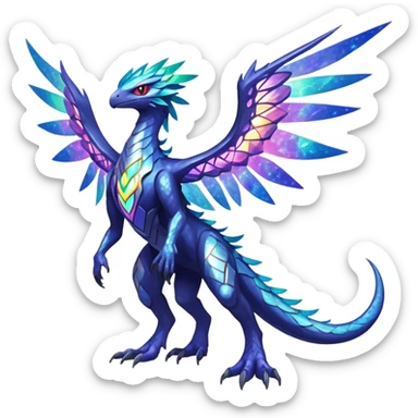 Shiny Sparkly Futuristic Celestial Magical Ethereal Godly Divine Nebula-Fakemon-Pokemon-Digimon-Spectrobes-Raptor-fusion, full body sticker