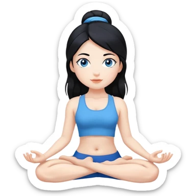 Yoga girl white skin blue eyes black hair sticker