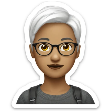 white short haired girl with glasses portrait sticker