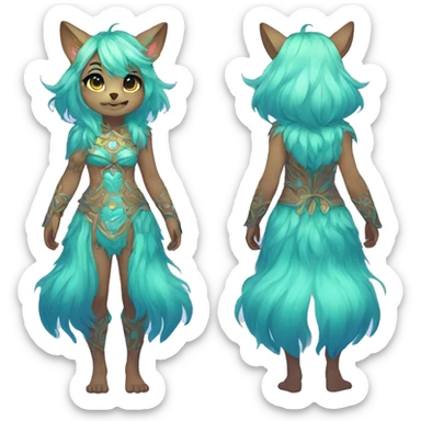 Full body Kawaii bright fantasy ethereal anthro fursona animal sticker