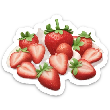 Light Pink strawberries and cream birthday cake  sticker