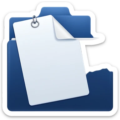 a dark blue file with white paper blank name label on it sticker