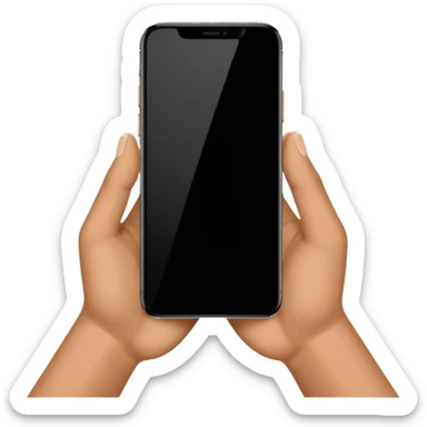 one hand showing iphone 17 pro with black screen frontal view, only hand and phone sticker