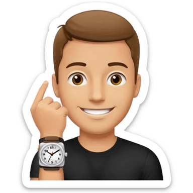 man wearing a black strap watch sticker