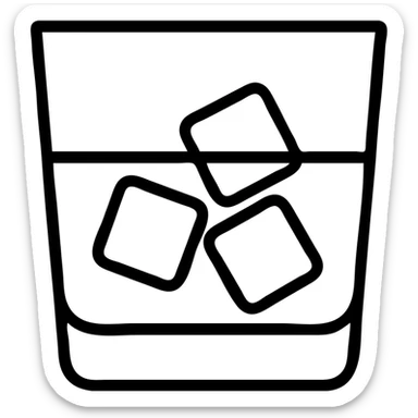 a whiskey glass with ice, minimal style sticker