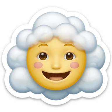 Yellow circle face covered in clouds cover a mouth sticker