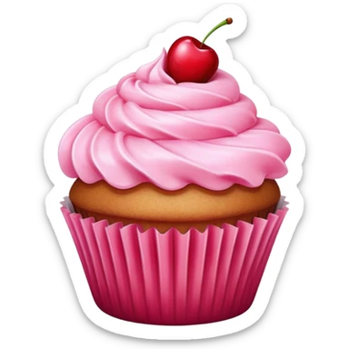 cupcake with pink icing and cherry on top sticker