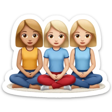 3 girls sitting on a white rug sticker