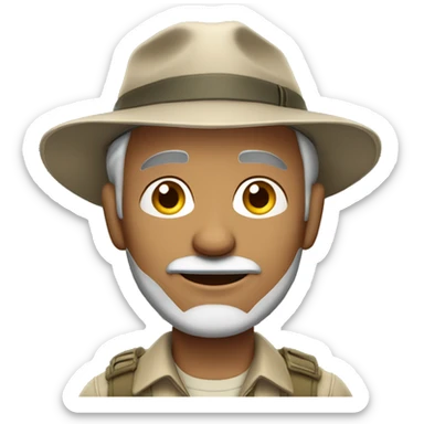 English Sahara man in safari outfit with grey hair and hat  sticker
