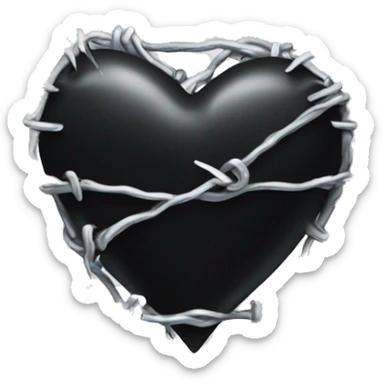 Black heart with silver barbwire sticker