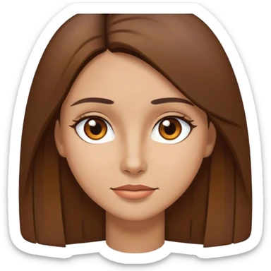 Woman with brown straight hair, brown eyes, slightly tan skin  sticker