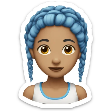 Light skin girl with blue braids brown eyes  sticker