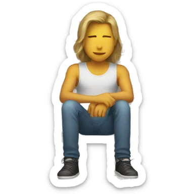 someone sitting against the wall 2d sticker