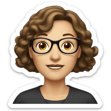 50 year old french women with brown hair and rond glasses sticker