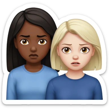 Envy - feeling of discontent at another's advantages or possessions - young plain girl looking angrily at a very pretty black girl  sticker