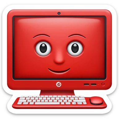 HAZ UN computador de color rojo carmesí brillante y que la pantalla tenga un to-do list sticker