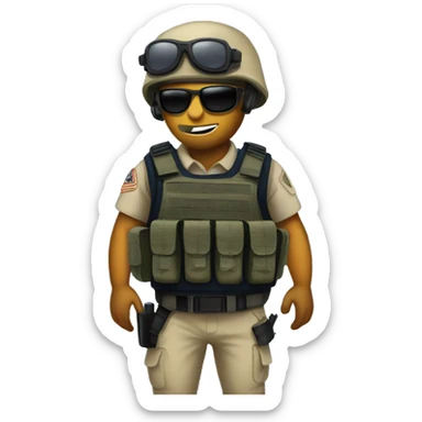 a gecko as an Navy Seal member with a bulletproof vest  sticker