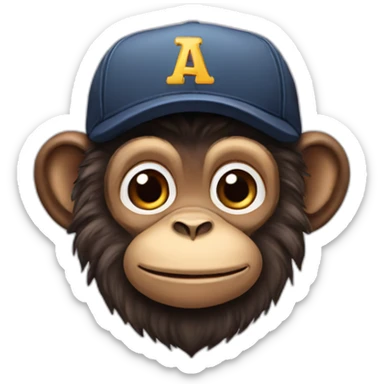 monkey-with-dad-cap-with-an-N-initial-and-black-curly-hair sticker