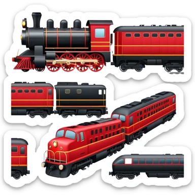 train with locomotive and cars on tracks sticker