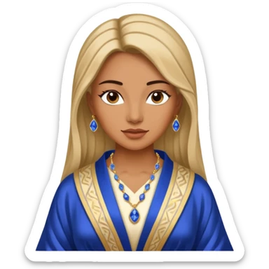 River Queen – sapphire necklace + silk robe sticker