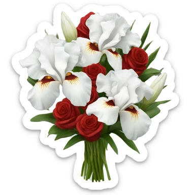 White irises with red roses bouquet  sticker