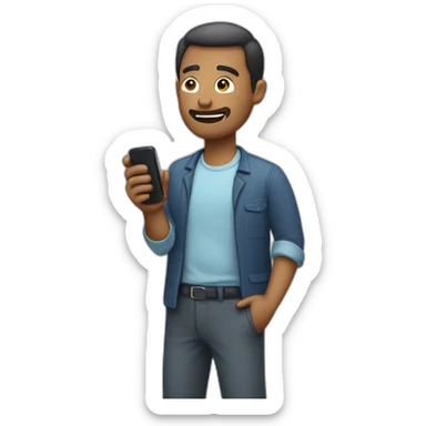 A man talks to his mobile phone sideways sticker