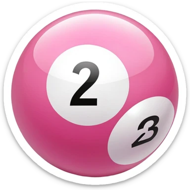 pink billiard ball with the number 23 inside a white circle sticker