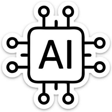 AI icon, bold outlined style sticker