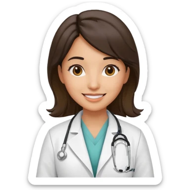 female doctor in white coat with stethoscope sticker