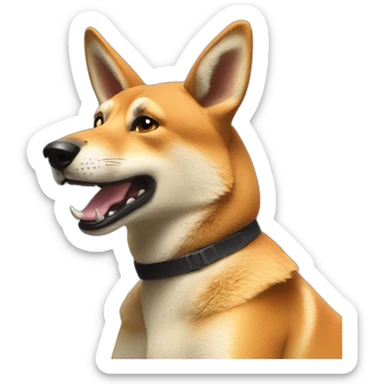 Dancing dingo in a top hay sticker