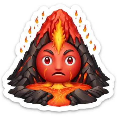 Create a volcano with its eyes tightly shut red face sticker