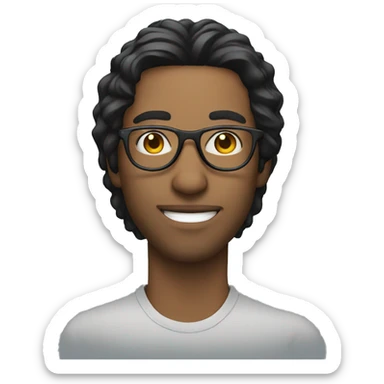 long black hair guy with circle eyewear sticker