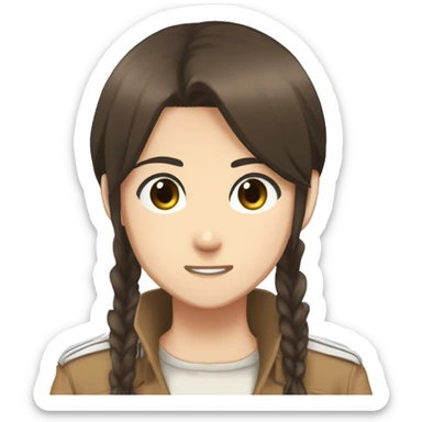 Sasha Braus brown hair hair in a ponytail anime attack on titan sticker