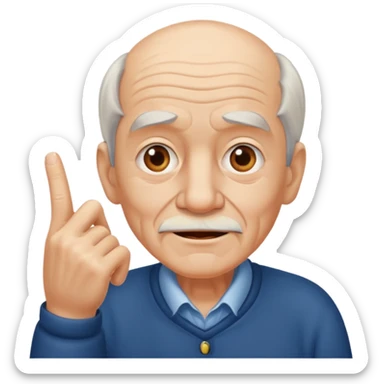 old man wagging his finger sticker