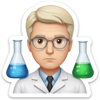 white man scientist photorealistic serious sticker