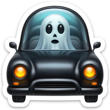a black cursed car with a gost like figure inside  sticker