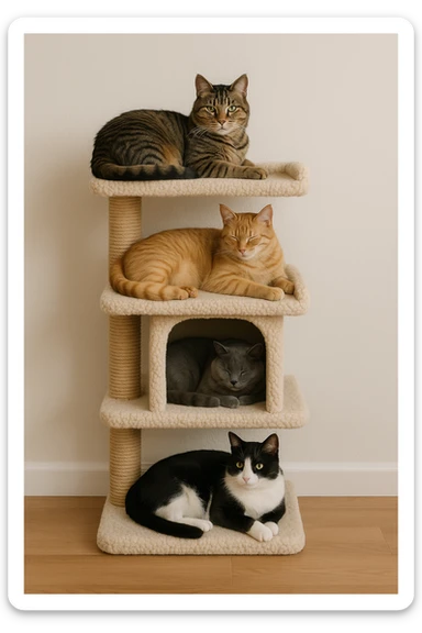 cats relaxing in a vertical playhouse sticker