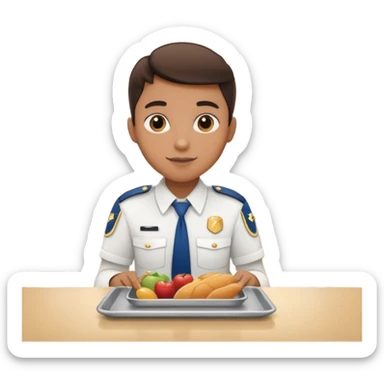 hazme una persona atendiendo en un comedor universitario sticker