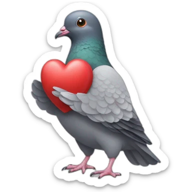 Pigeon holding a heart sticker