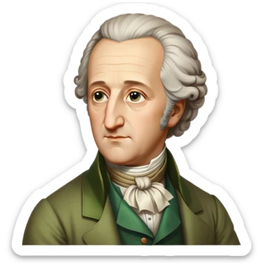 Cinematic Realistic Johann Wolfgang von Goethe Portrait Emoji, depicted as an intellectual literary giant with a thoughtful gaze and refined attire, rendered with detailed textures and warm classical lighting that captures his enduring literary influence. sticker