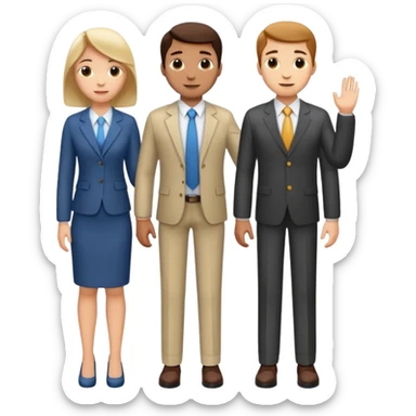 standing and saying goodbye 3 of coworkers to right side, full body view sticker