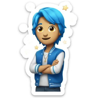 Corazon azul con estrellas sticker