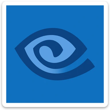 Reimagine the NVIDIA logo in a minimalistic, flat blue style consistent with previous icons in this style. Use a solid blue background behind the stylized eye, with the eye and details in blue shades. Keep the design clean, simple, with minimal use of other colors, prioritizing clarity and recognizability. sticker