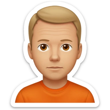 Donnie Wahlberg brown eyes,dark blonde hair, orange shirt  sticker