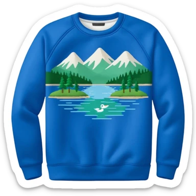 Sweat shirt with embroidered small lake design sticker