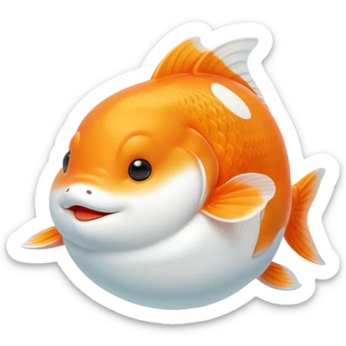 Meme-Worthy Cute Sleeping Orange and White Goldfish Portrait Emoji, Head resting peacefully with a contented smile, showcasing a streamlined, graceful body with a luxuriously soft blend of orange and white, eyes closed in a serene, floating nap, Simplified yet hilariously adorable features, highly detailed, glowing with a soft, drowsy light, high shine, relaxed and utterly lovable, stylized with an air of playful laziness, bright and heartwarming, soft glowing outline, capturing the essence of a comically sleepy goldfish, so meme-worthy it feels like it could instantly become the next viral sensation of adorable slumber! sticker